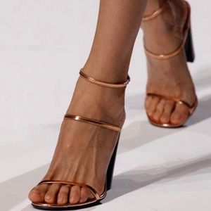 Top shop rose gold copper strappy heel